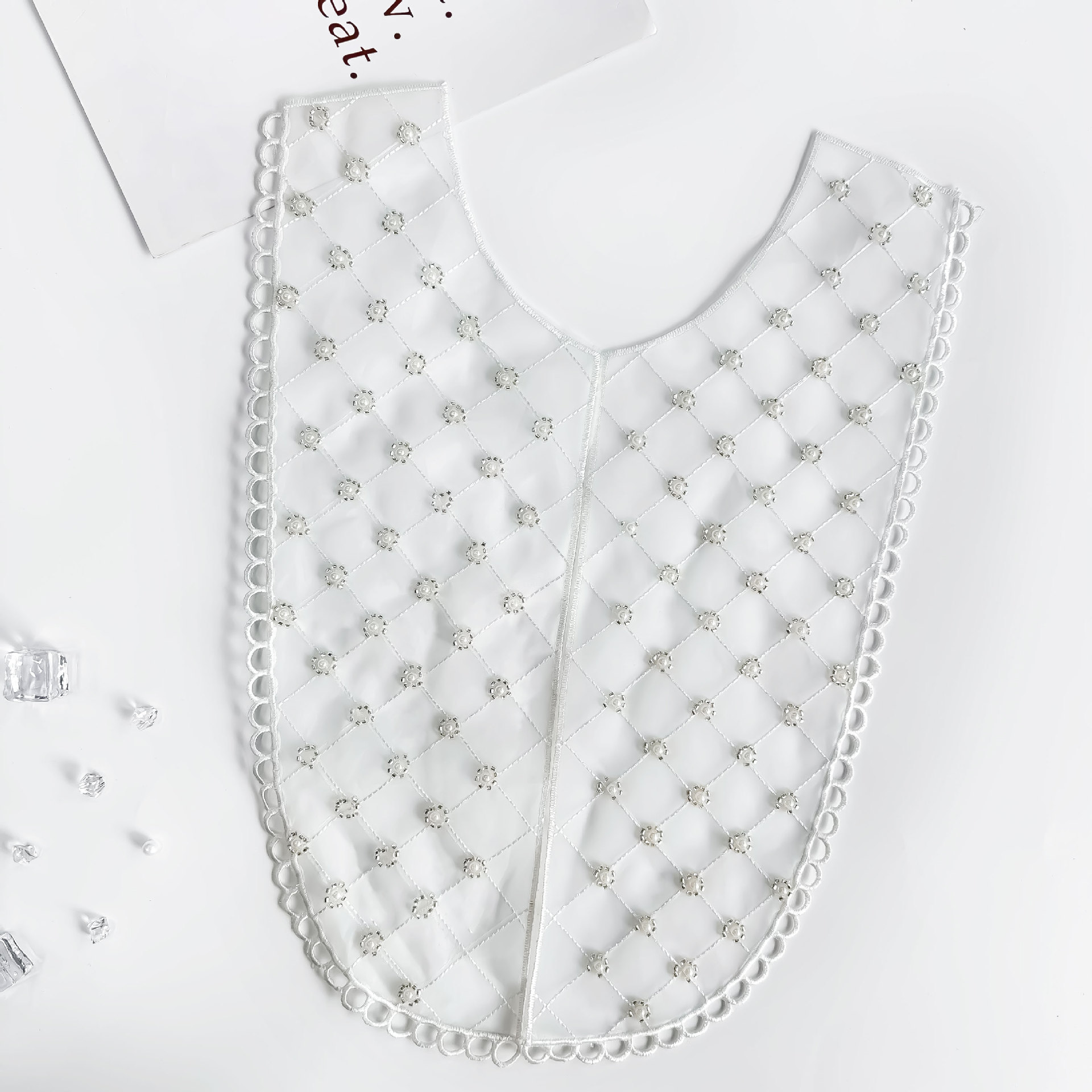 Nuevo cuello bordado de cuentas en forma de U productos semiacabados procesados diy vestido vestido accesorios de ropa jacquard diamante