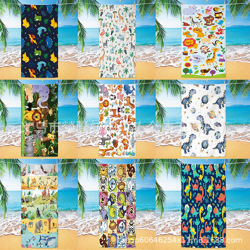 Cross-Border Best-Selling Cartoon Animal Beach Towel, Microfiber Children's Bath Towel, Digital Print Cute Quick-Drying Bath Towel Cross-Border Best-Selling Cartoon Animal Beach Towel, Microfiber Children's Bath Towel, Digital Print Cute Quick-Drying Bath Towel
