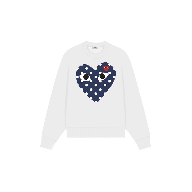 Comme Des Garcons川久Play Embroidered Heart Autumn and Winter Long-Sleeved Round Neck Terry Sweatshirt for Men and Women