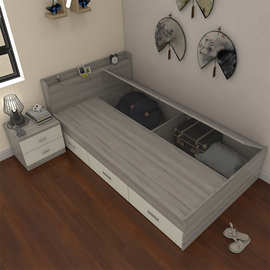 一米单人床成人抽屉式收纳榻榻米床小户型储物床现代简约一米二床