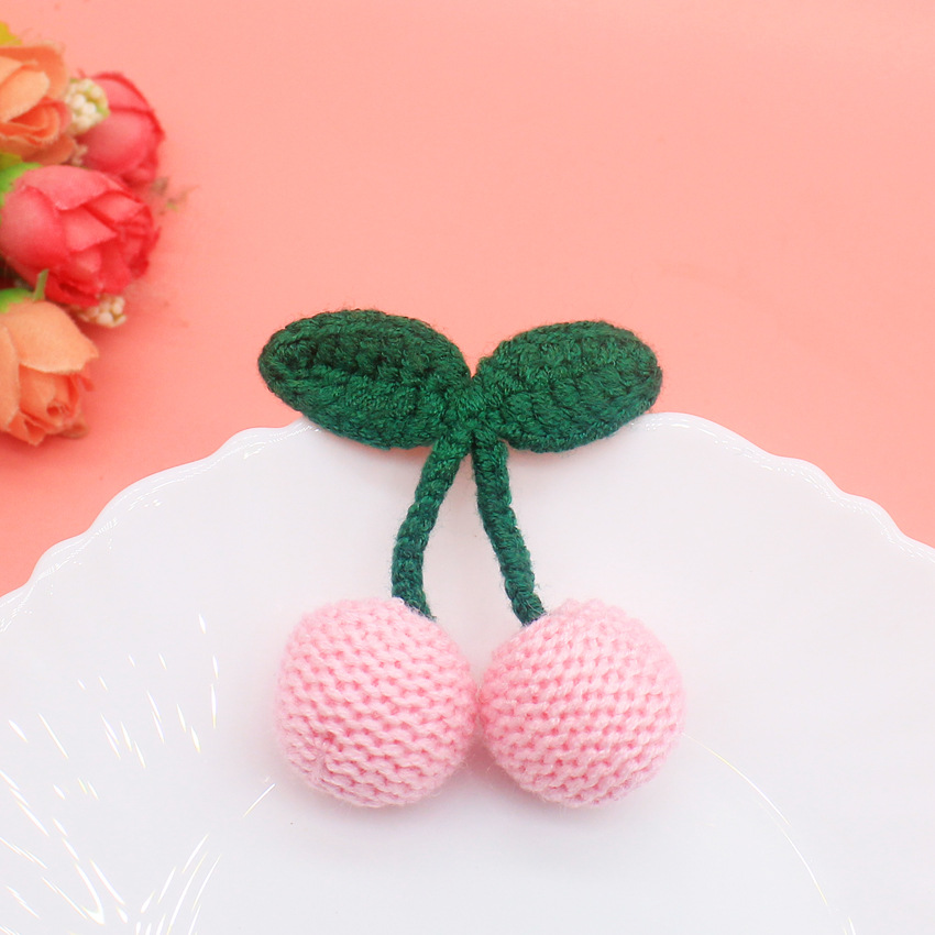 Accesorios de joyería de bricolaje Japón y Corea del Sur nuevo hilo de lana 2.5 cerezas lindas cerezas pendientes de hoja verde pendientes accesorios colgantes