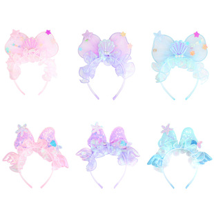 Cross-Border Children's Versatile Headband Mickey Sequin Headband Princess Gauze Headband Girls Star Hair Accessories Wholesale