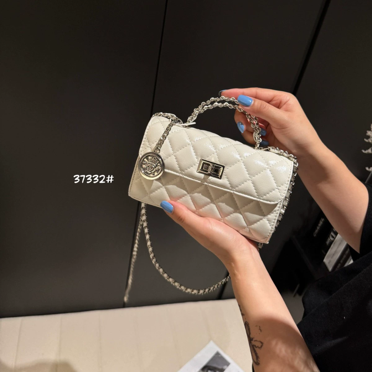 Элегантная модная сумка через плечо с диагональным рисунком, стиль Chanel, сумка на цепочке