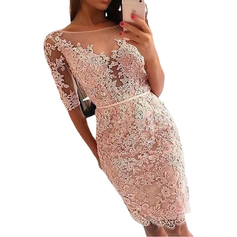 Comercio exterior europeo y americano Amazon AliExpress deseo vestido de noche de las mujeres falda de cadera corta vestido de noche de encaje