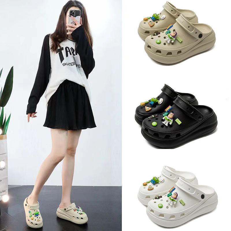Puff cross hole shoes super thick bottom shit feeling eva hole shoes hot-selling increased non-slip cartoon hole shoes
