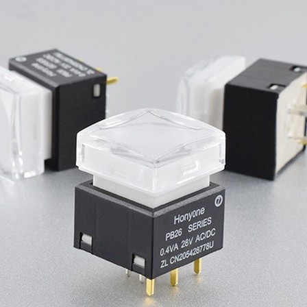 PB26 带灯复位按钮 带透明盖双色LED灯15*15 带灯按钮开关