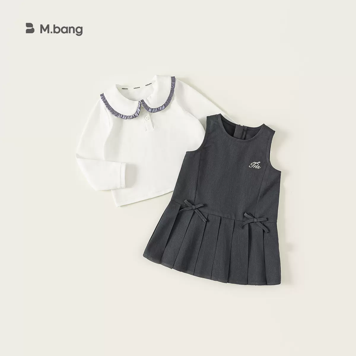 邦选童装新款秋装学院风女孩子衣服儿童裙套装miu风女童两件套