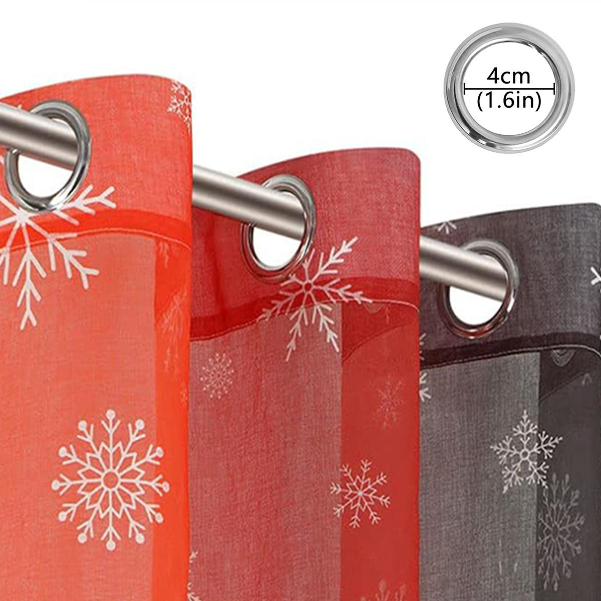 Transfronterizos nuevos copo de nieve de color navideño perforación pantalla de ventana de impresión digital de cortinas TEMU