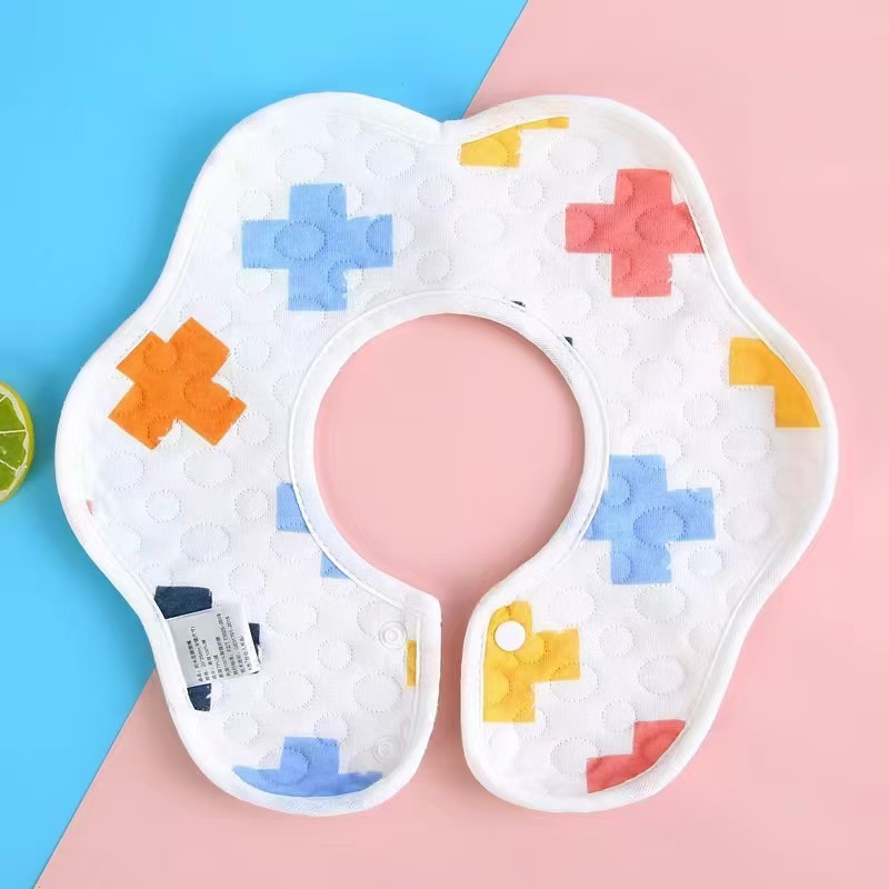 Knitted Cotton Waterproof Bib Saliva Towel Pure Cotton Gauze Baby Petal Bib Anti-Spitting Waterproof Bib