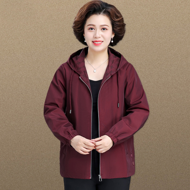 妈妈秋装外套中长款中老年风衣女春秋时尚连帽中年妇女上衣40岁50|undefined
