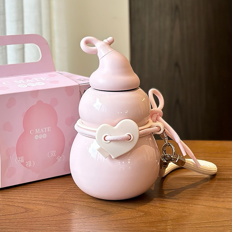 Taza de calabaza para niñas de alto valor facial 2025 nueva taza de agua de paja de gran capacidad de alumno de acero inoxidable 316