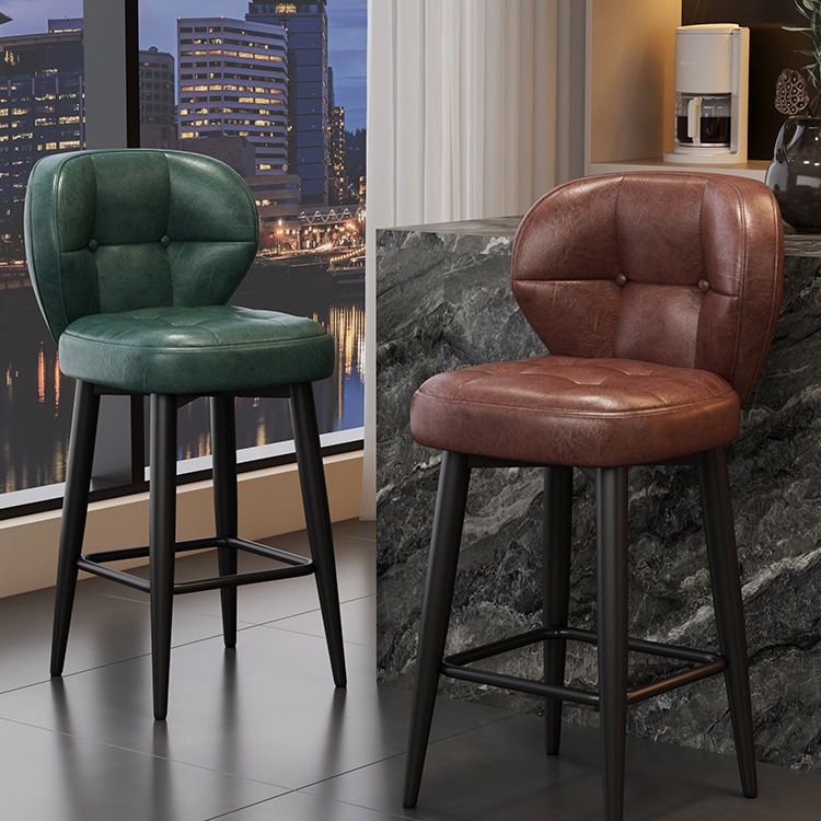 Light Luxury Bar Chair for Home Use, Iron Art Swivel Front Desk Bar Chair, Designer Island Chair with Backrest, High Bar Stool B&