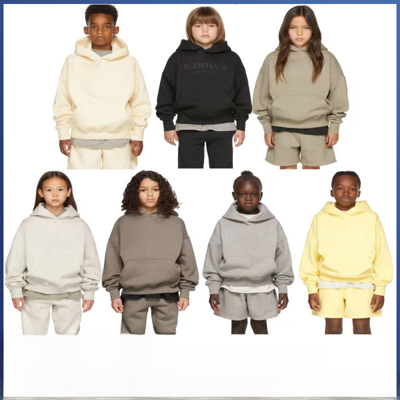 Champion Essentials Fall/Winter FOG Unisex Children's Streetwear Loose Hooded Padded Sweatshirt