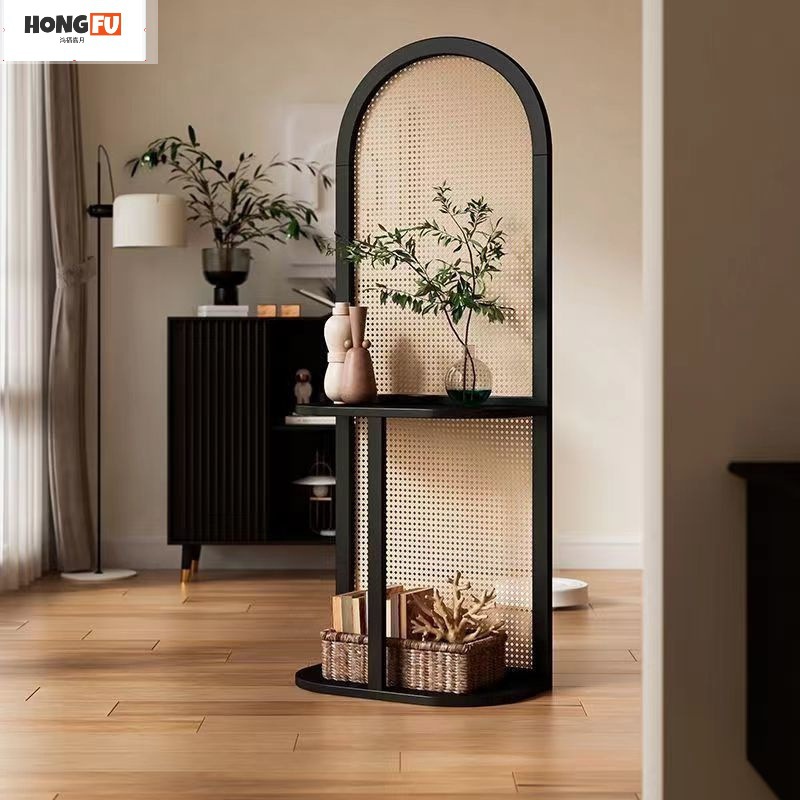 Rattan Partition Display Screen Entrance Entrance Facing Door Wall Corner Cabinet Retro French Chinese Style Storage Screen