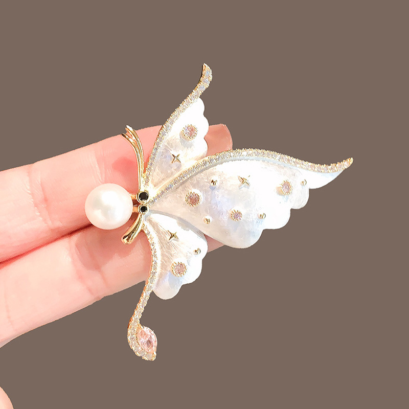 Broșă fluture de lux cu perle pentru bijuterii damă_voghion.com