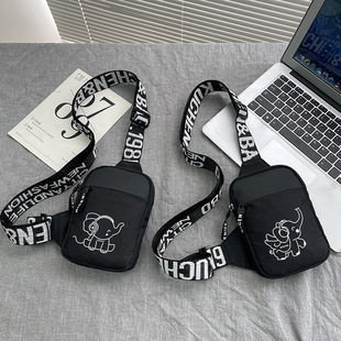 Personalized New Fashion Chest Bag for Men and Women Nylon Lightweight Sports Crossbody Bag Music Boy Printed Mobile Phone Shoulder Bag