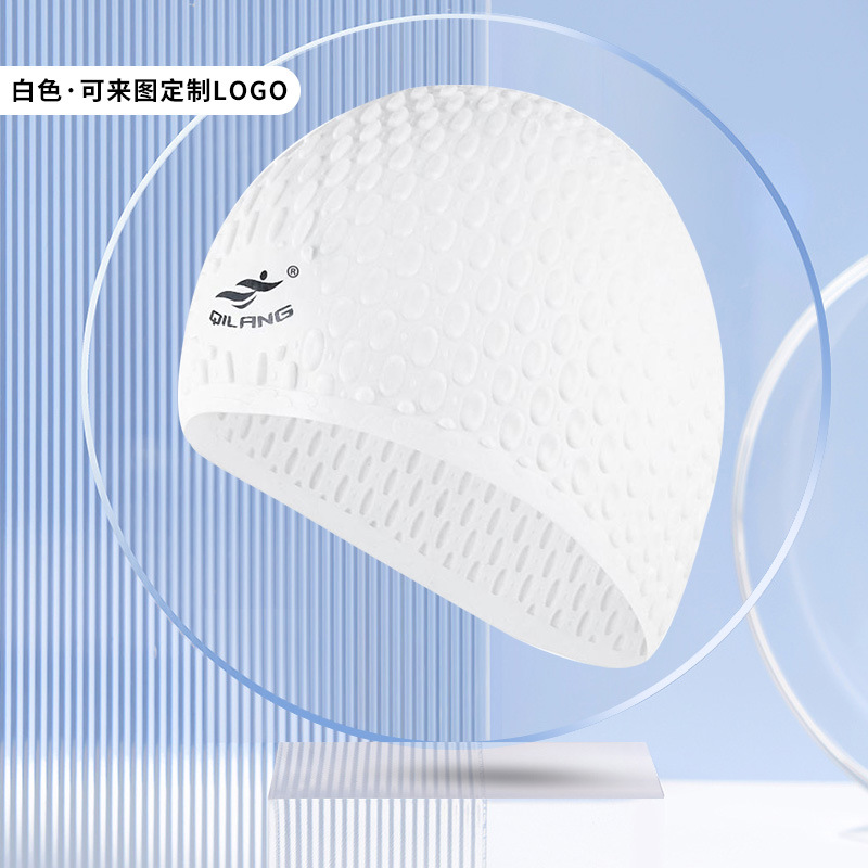 Sombrero de baño de silicona para adultos y hombres, gotas de agua, grano protector de orejas, logotipo personalizado sombrero de baño al por mayor