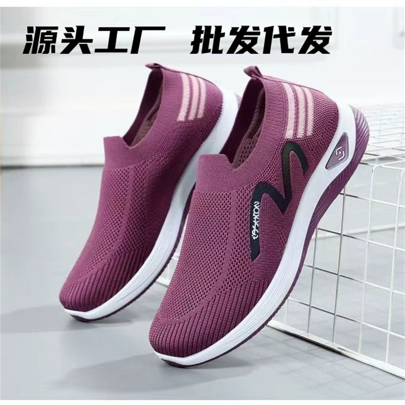 Летающая сетчатая обувь мама весна лето новая мягкая подошва летняя сетчатая обувь удобная легкая женская обувь для ходьбы