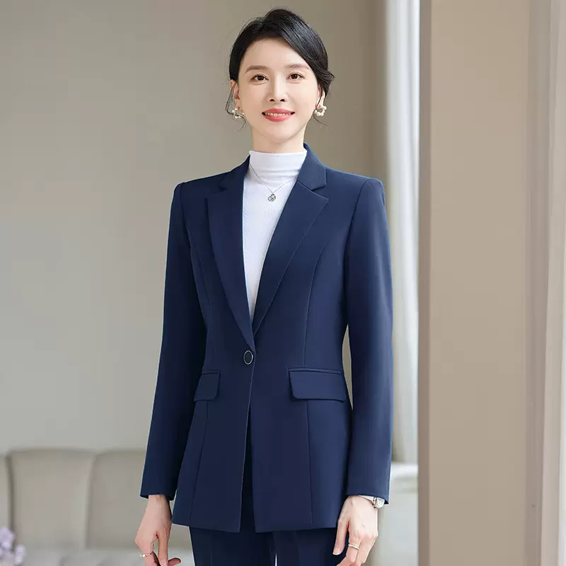 职业装西装套装女春秋大学生公考职场面试正装黑色西服外套工作服