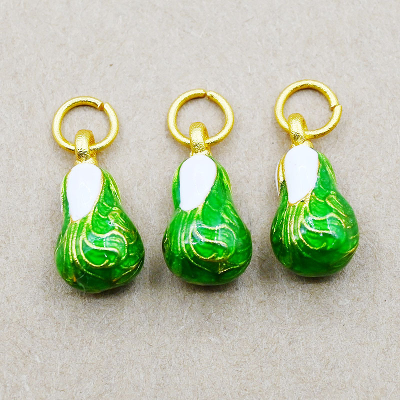 高保色铜镀金小白菜招财吊坠diy女复古宫廷风小众设计手链项链饰