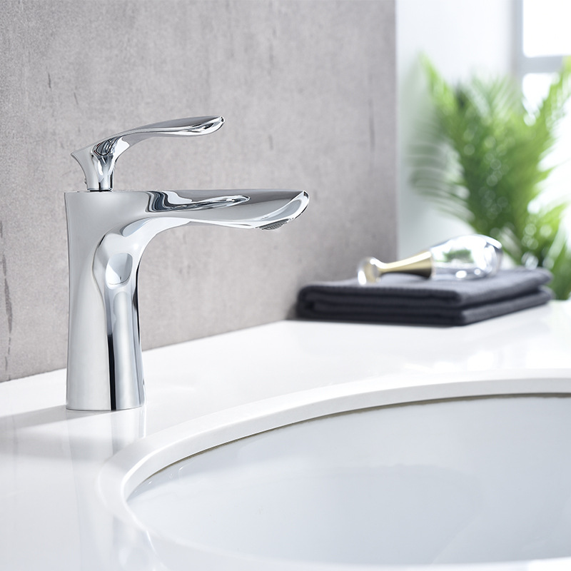 Jiumu all-copper Nordic-style golden washbasin faucet, bathroom, single-hole cold and hot water washing basin, washbasin and countertop undefined