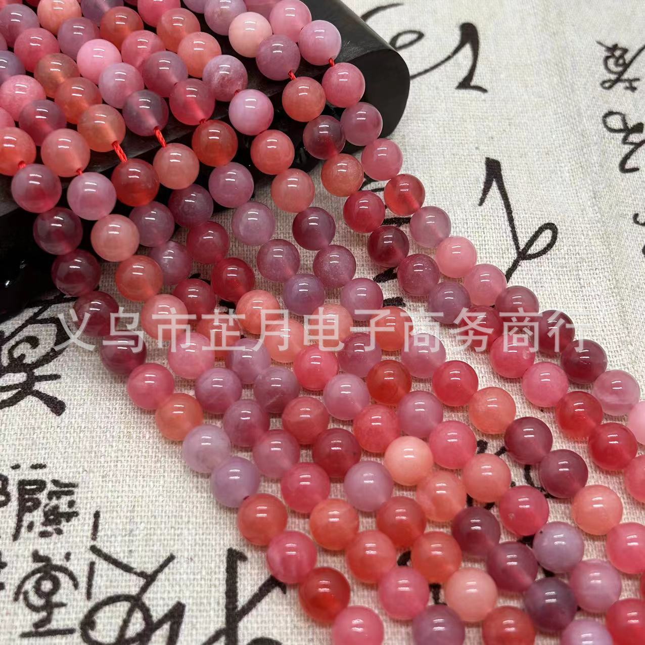 新品推薦 糖果色鹽源瑪瑙圓珠天然石半成品串珠手工diy飾品配件