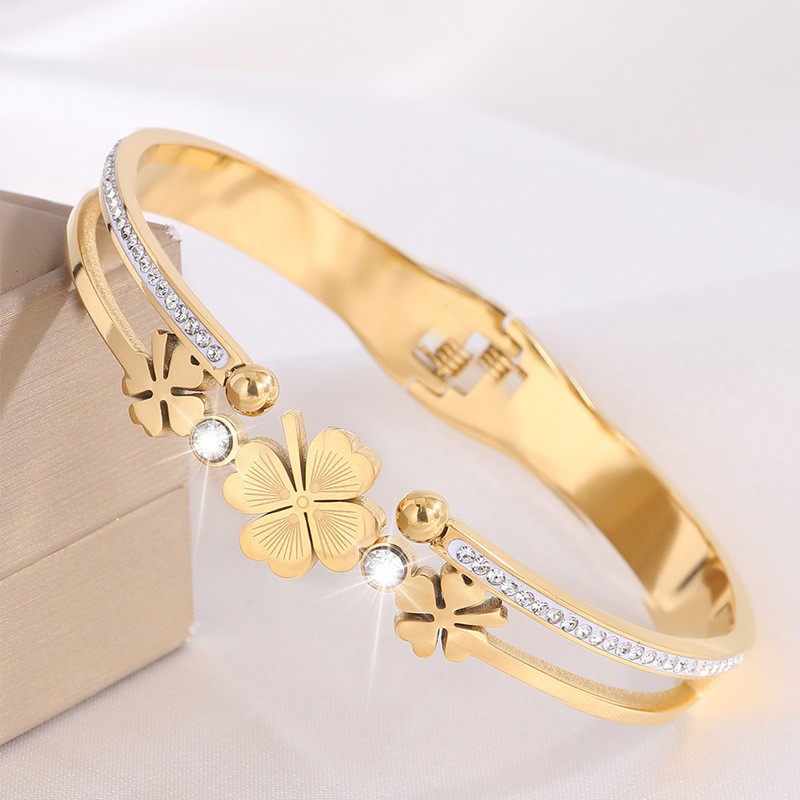Bracelet * gold, four-leaf clover
