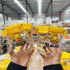 リトルイエローアヒルスープバケツウォーターカップインターネットセレブかわいい大容量学生ポータブルデフォルトアイテム弾丸ガラス中国風なし