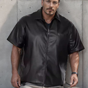 Black PU leather jacket shirt���b��朶����ɫPUƤ�A��Ƥ�r��