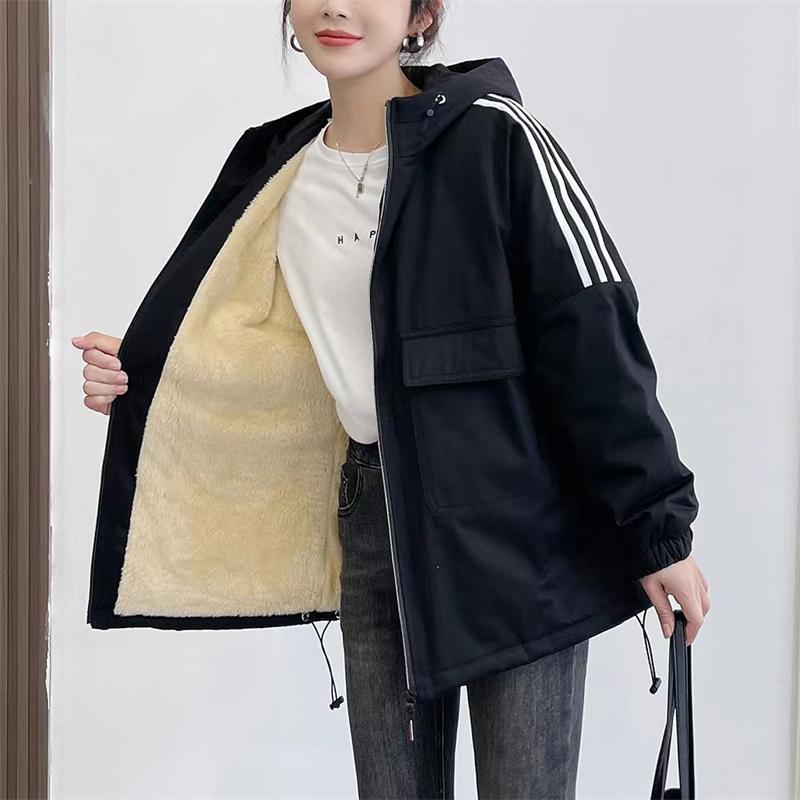 2025秋冬加绒加厚休闲宽松棉衣棒球服连帽上衣时尚外套男女款