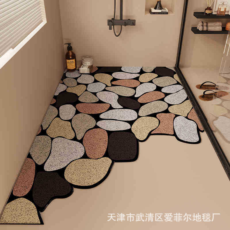 Bathroom Silk Circle Floor Mat Simple Pebble Bathroom Shower Room Cut Out Anti-Slip Foot Mat Anti-Fall Drain Mat No-Wash Bathroom Silk Circle Floor Mat Simple Pebble Bathroom Shower Room Cut Out Anti-Slip Foot Mat Anti-Fall Drain Mat No-Wash