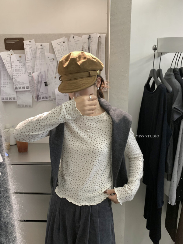 【MISS密思家】甜美小花朵圆领碎花磨毛长袖T恤女装89052|undefined