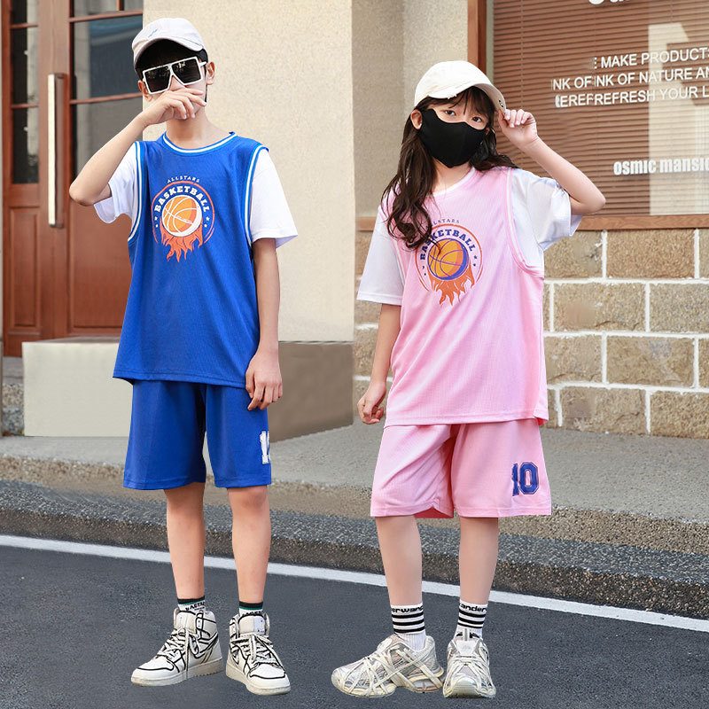 Children's Basketball Uniform Suit Boys and Girls 2025 New Primary School Students' Children's Day Performance Uniforms Team Uniforms Short-Sleeved Sportswear