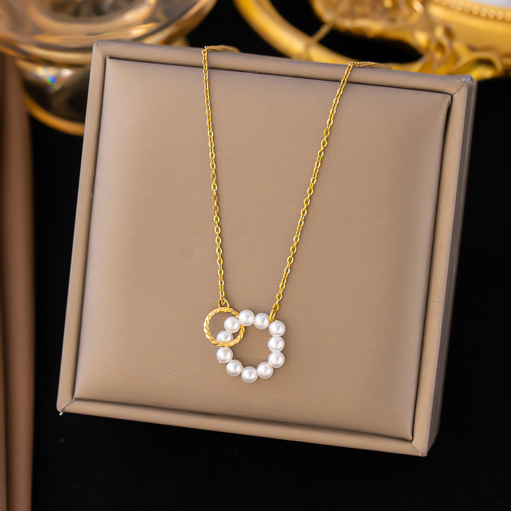 304 Stainless Steel Chain Material 18K Gold Plating Color 1 Piece Quantity PVD Coated Real Gold Plated 18K Gold Round Flower 304 Stainless Steel Simple Style Waterproof Non Tarnish 304 Stainless Steel Necklace