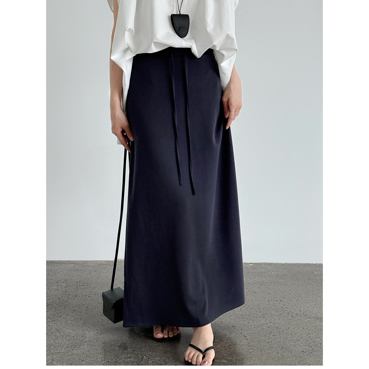 Ns Korean Style Straight A-Line Skirt Summer New High-Waisted Drawstring Casual Long Skirt Bodycon Umbrella Skirt 2673