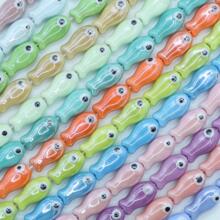 小鱼陶瓷珠高温烧制横孔珠手工制作项链手链DIY配件小饰品眼睛鱼