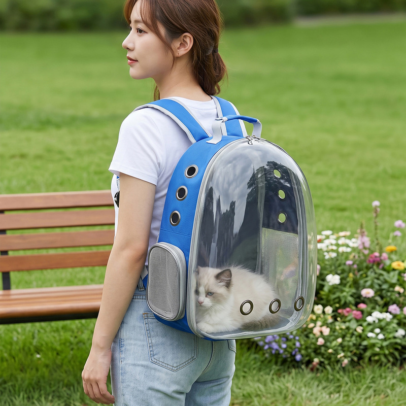 Pet carrier, transparent space capsule backpack, breathable, portable for outdoor use, large-capacity, suitable for air travel, cat carrier, wholesale