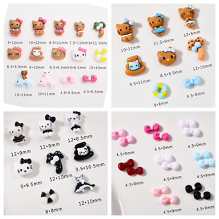 Cross-border Super Full Black Leather Kitty Cat Blue Nail Jewelry Bow KT Cat Nail Cute Cartoon Accessories