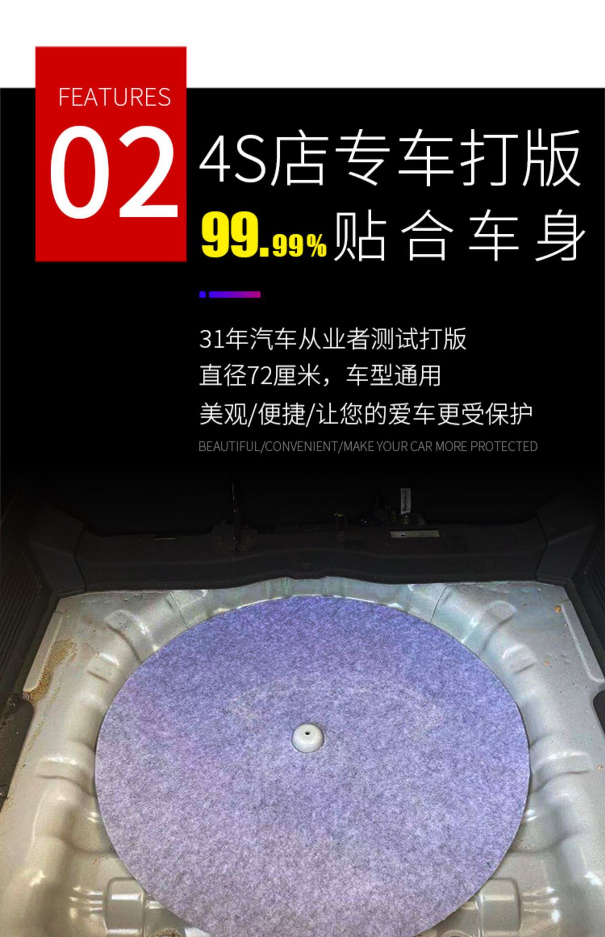 Spare Tire Soundproofing Cotton, Sound-Absorbing Cotton, Car Trunk Soundproofing Pad, Tail Box Spare Tire Pit Universal Anti-Vibration and Shock-Absorbing Cotton