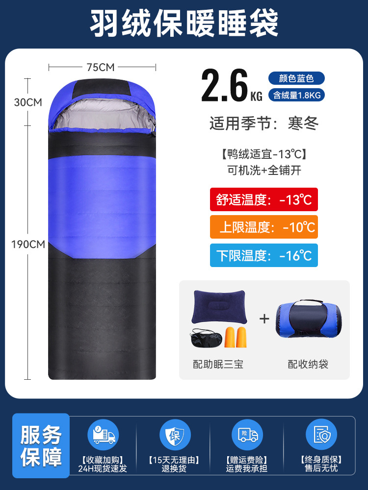 ✅화이트 덕다운 [무게 2.6kg 사파이어 블루] [-16℃~-10℃】이-13℃