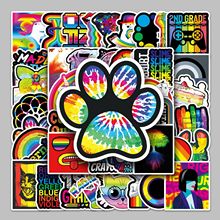 51张彩色系INS彩虹个性涂鸦炫酷行李箱笔记本电脑装饰贴纸冰箱贴