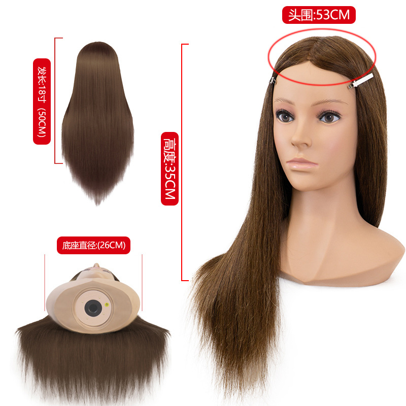 Cabeza de Maniquí con Hombros de Cabello Natural para Ejercicios de Corte y Peinado image 29