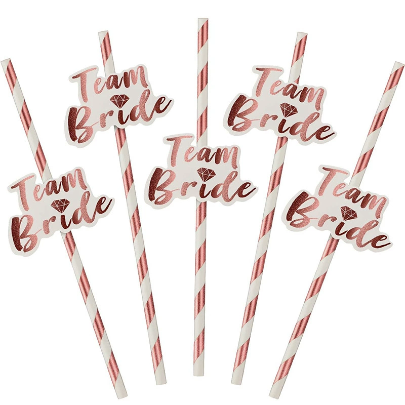 12 Пакет команды невесты соломы розовое золото бронзовая бумага солома девичник фото реквизит