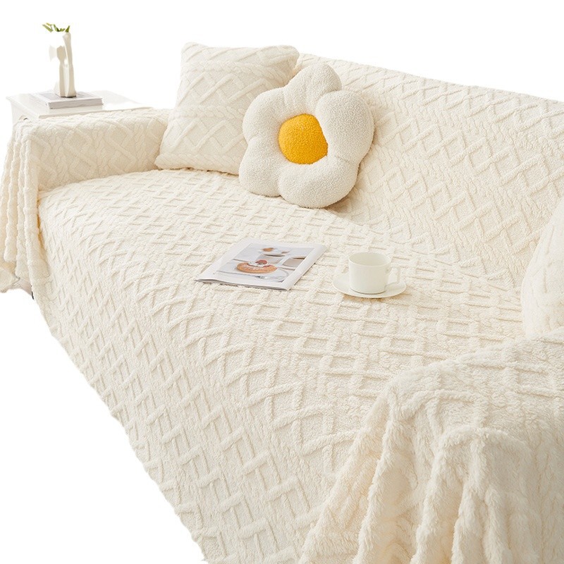 Creamy viento un sofá cubierta de tela de peluche nuevo sofá cubierta todo incluido engrosado sofá toalla antideslizante invierno