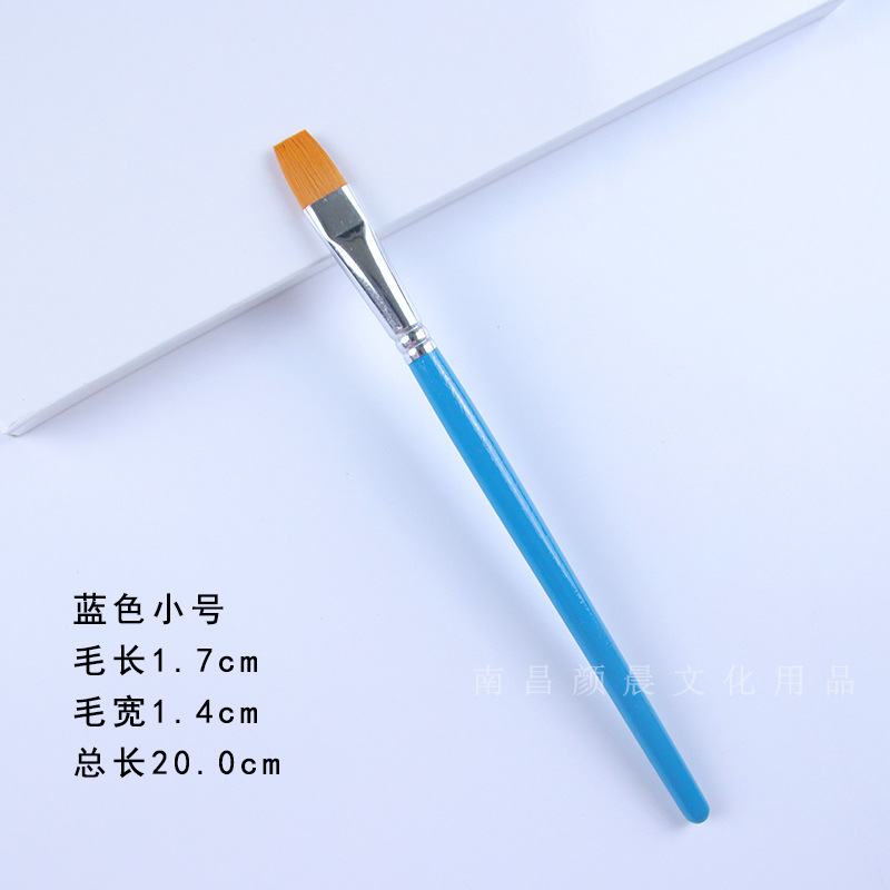 Cepillo de pintura acrílica de cabeza plana de nailon de madera, pincel de aceite especial para niños de acuarela, pincel de gouache de cabeza plana de dos colores