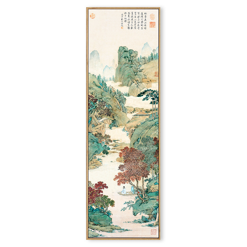 玄関縦版山水掛け画新中国式古韻装飾画古代名家山水国画茶室玄関壁画|undefined