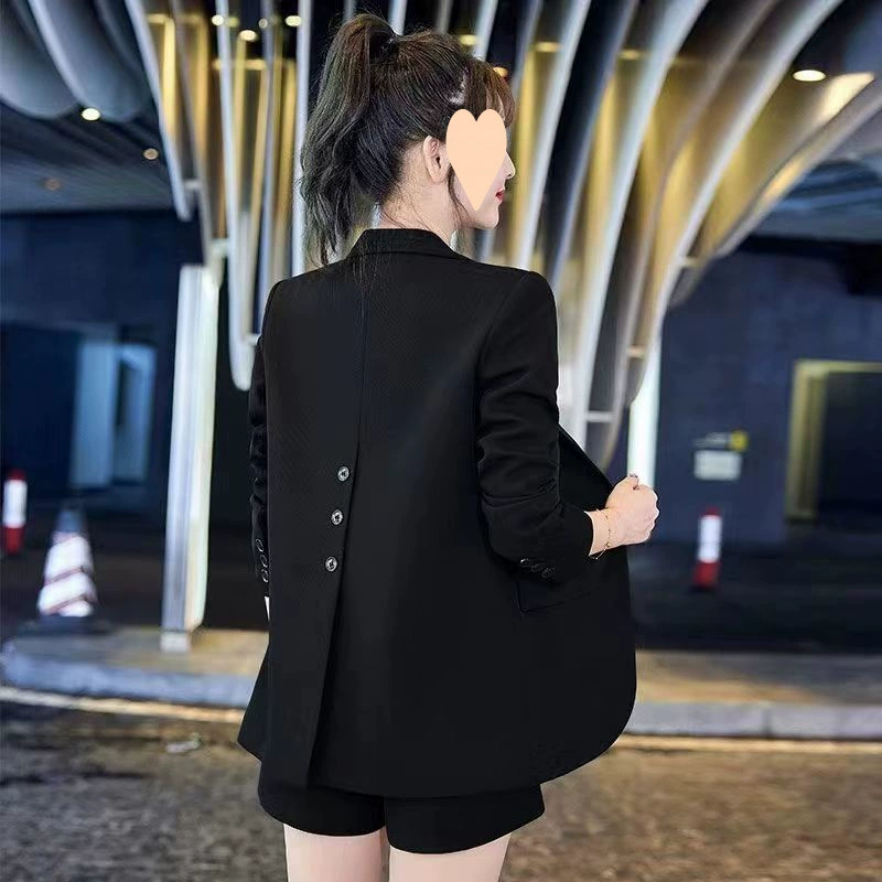 Черный осенний классический костюм-пиджак для отдыха, стиль Chanel, для подростков, корейский стиль