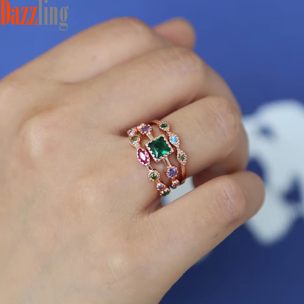 Damen Ring Set Mit Zirkonia Steinen Modisches Accessoire_voghion.com