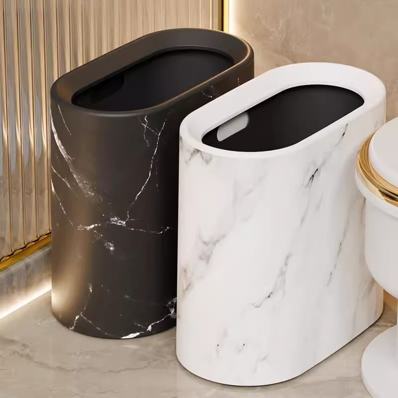 Bathroom Gap Trash Can with Lid Household Kitchen Gap Rectangular Trash Basket Toilet Trash Basket Large