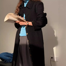 现货2024秋冬新品韩国东大门法式复古双面手缝羊绒羊毛大衣ML-975